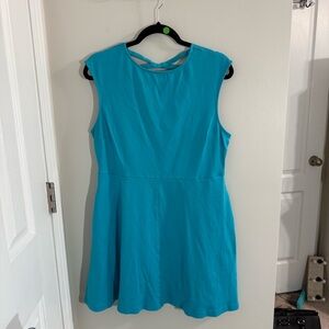 New York & Company Blue Sleeveless Cut out Back Dress with pockets Size XL